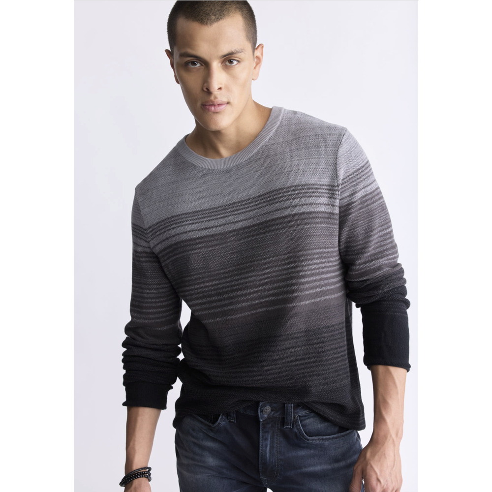 Buffalo David Bitton Men Waldy Gradient Striped Knit Pullover Charcoal Size XXL